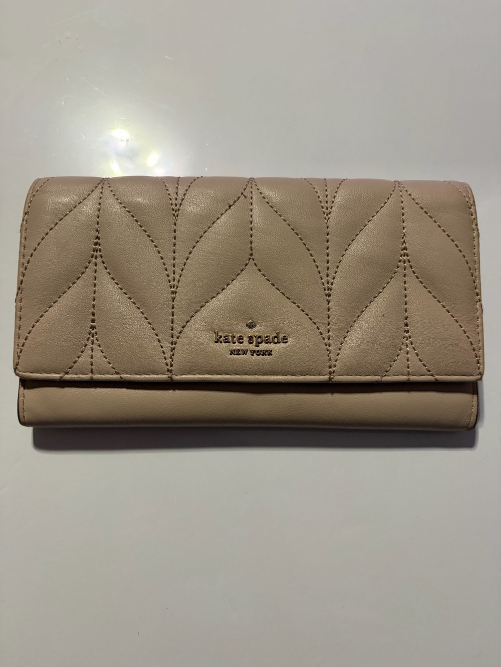 kate spade Beige Quilted Leather Continental Wallet